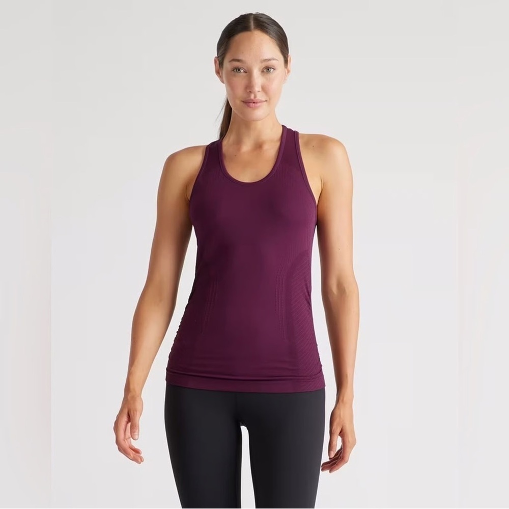 Quince Seamless Ruched Racerback Tank in Plum Purple